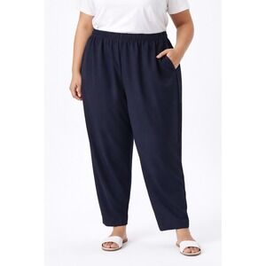 Richards Woman Navy Blue Polyester Elastic Waist Straight Leg Pants 22W 82-22